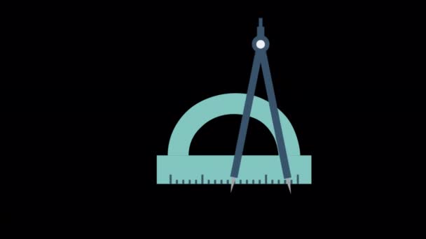 Animiertes Symbol Für Geometriewerkzeuge Stil Flacher Symbole Für Studien Oder — Stockvideo