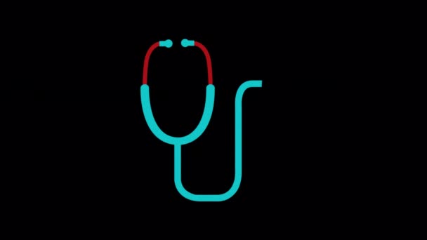Animated Stethoscope Icon Designed Flat Icon Style Medical Equipment Icons — Stockvideo