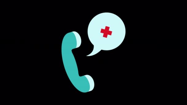 Animated Emergency Call Icon Designed Flat Icon Style Medical Equipment — Stock video