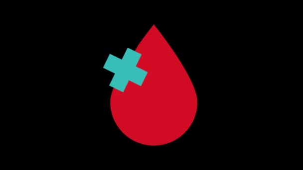 フラットアイコンスタイルで設計されたアニメーション献血アイコン 医療機器のアイコン — ストック動画