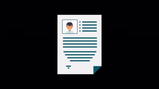 Animated Boy Resume Icon Designed Flat Icon Style Business Finance — Stockvideo