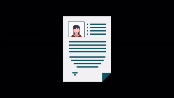 Animated Girl Resume Icon Designed Flat Icon Style Business Finance — Vídeos de Stock