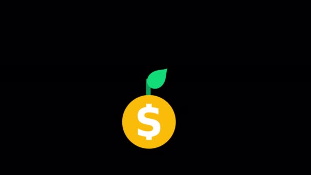 Animated Money Plant Icon Designed Flat Icon Style Business Finance — Wideo stockowe