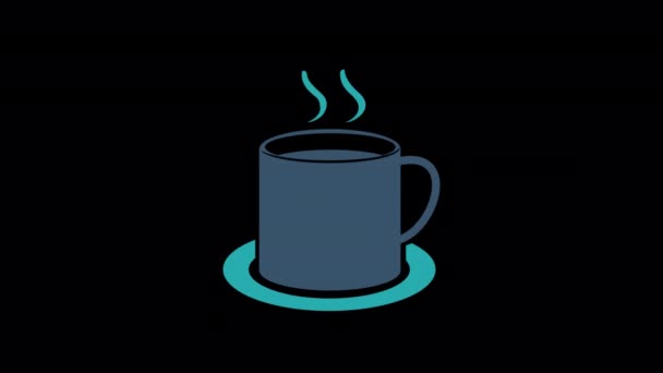动画热咖啡杯图标设计为扁平图标风格 商业或金融概念图标 — 图库视频影像