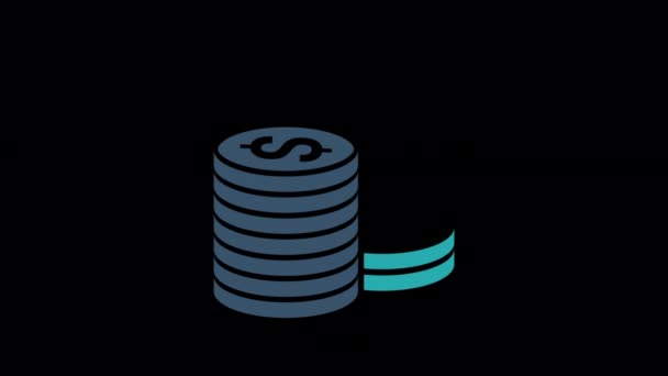 Animated Cash Money Coins Multiplying Icon Designed Flat Icon Style — Stock video