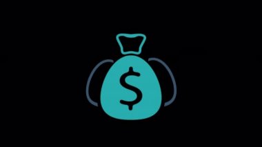 Animated money bag icon designed in flat icon style, business or finance concept icon.