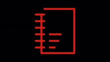 Animated valentine love notebook icon designed in flat icon style with red outline, valentine's day and, dating concept icon.