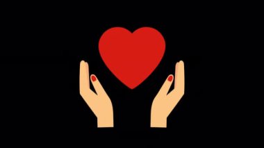 Animated hands holding heart icon designed in flat icon style, valentine's day, and dating concept icon.