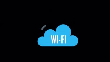 Düz simge biçiminde tasarlanmış animasyon wifi bulut simgesi, Teknoloji konsepti simgesi.