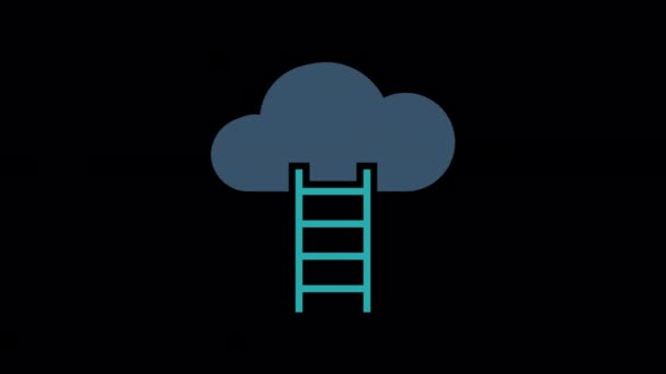 Κινούμενο Εικονίδιο Αναρρίχησης Μια Σκάλα Που Φτάνει Ένα Σύννεφο Σχεδιασμένο — Αρχείο Βίντεο
