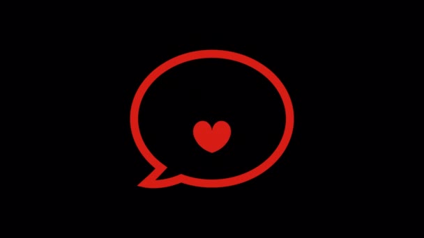 Animated Love Message Bubble Icon Designed Flat Icon Style Red — Stockvideo