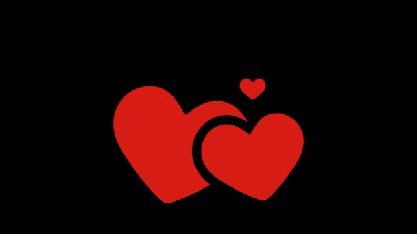 Ícone Corações Dos Namorados Vermelho Animado Projetado Estilo Ícone Plano — Vídeo de Stock