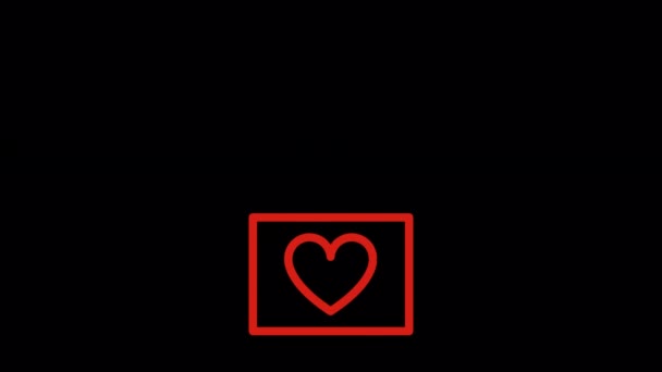 Kırmızı Çizgileri Olan Animasyon Sevgililer Günü Çikolatası Ikonu Düz Ikon — Stok video
