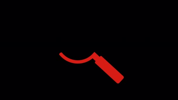 Мультипликационный Поиск Иконки Любви Увеличительное Стекло Красным Контуром Разработанный Плоском — стоковое видео