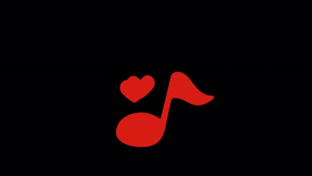 Animated Red Love Music Notes Icon Designed Flat Icon Style — Stockvideo