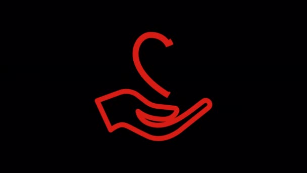 Animated Hand Holding Icon Designed Flat Icon Style Red Outline — Stockvideo