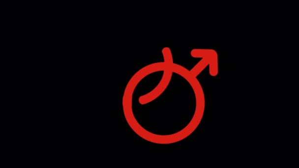 Geanimeerde Gender Symbool Pictogram Ontworpen Platte Pictogram Stijl Met Rode — Stockvideo