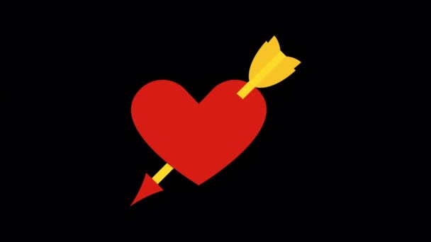 Corazón Animado Flecha Icono Diseñado Estilo Icono Plano Día San — Vídeos de Stock