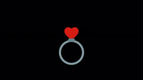Animated Valentine Ring Heart Shaped Designed Flat Icon Style Valentine — Stok video