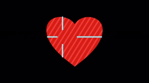 Corazón San Valentín Animado Con Icono Arco Diseñado Estilo Icono — Vídeos de Stock