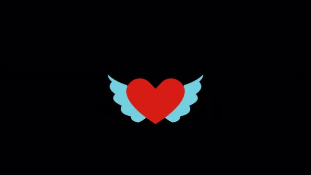 Animated Heart Wings Icon Designed Flat Icon Style Valentine Day — Stok video