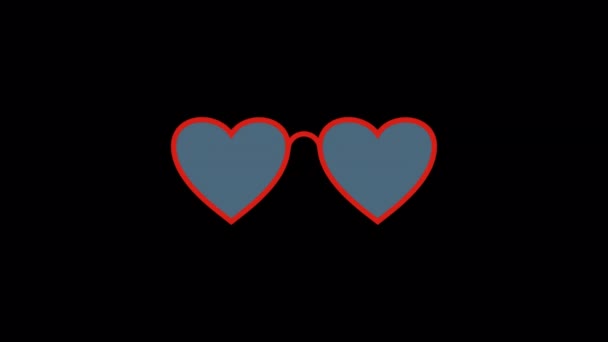 Animated Heart Shaped Goggles Icon Designed Flat Icon Style Valentine — Stok video