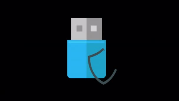 Animated Secure Pen Drive Icon Designed Flat Icon Style Technology — Stock Video