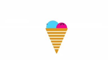 Animated new year ice cream icon designed in flat icon style, New Year party concept icon.