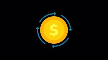 Animated USD icon designed in flat icon style with Golden color, Cryptocurrency, or digital currency concept icon.