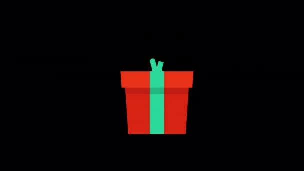 Анімований Новорічний Подарунковий Значок Розроблений Стилі Плоскої Ікони Концепція Новорічної — стокове відео