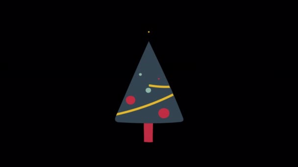 フラットアイコンスタイル クリスマスと冬のコンセプトアイコンで設計されたアニメーションクリスマスツリー — ストック動画