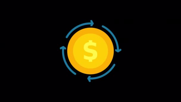 Animated Usd Icon Designed Flat Icon Style Golden Color Cryptocurrency — Stockvideo