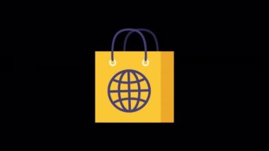 Animated Shopping worldwide Bag icon designed in flat icon style, worldwide shopping concept icon