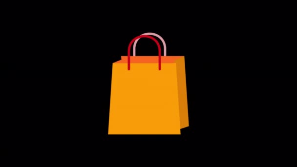 Düz Simge Biçiminde Tasarlanmış Animasyon Alışveriş Torbası Simgesi Alışveriş Ndirimi — Stok video