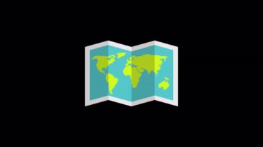 Animated Traveling map icon designed in flat icon style, Folding map concept icon