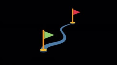 2D Animated Destination from one point to another Icon, Traveling Icons from one location to another Flat icon