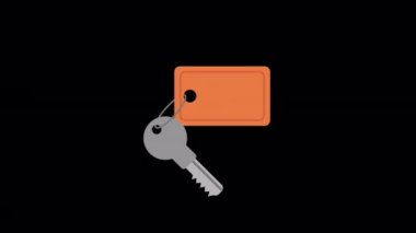 2d Animated House Keychain with keyring and a pendant house with the locket. Creative house key icon for web design, templates, infographics, and more.