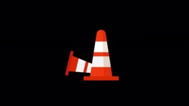 2d Canlandırılmış trafik konisi simgesi simgesi düz simge biçiminde oluşturuldu. Sokak ya da yol tabelası. trafik simgeleri veya işaretleri