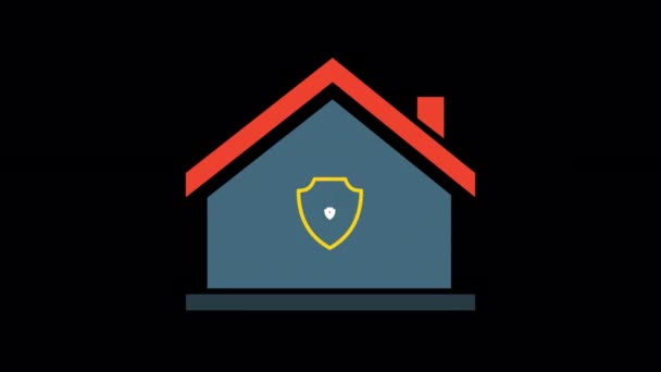 Animated Security Protected House Secure House Icon Real Estate Concept — Stok video