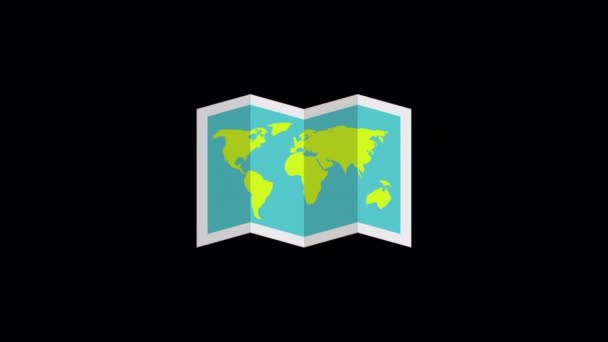 Animated Traveling Map Icon Designed Flat Icon Style Folding Map — Stockvideo