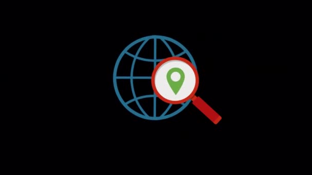 Animované Vyhledávání Nejlepší Umístění Ikona Navigace Ikony Vyhledávání Umístění Mapě — Stock video