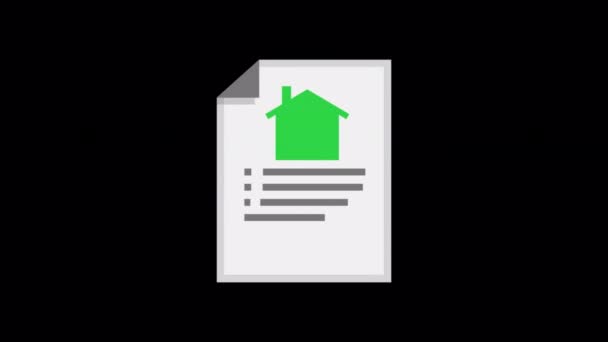 Animated Home Document Buy New House Icon Real Estate Concept — Stockvideo