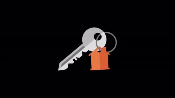 Animovaný Řetěz Klíče Přívěskem Přívěskem Přívěskem Ikona Kreativního Klíče Pro — Stock video