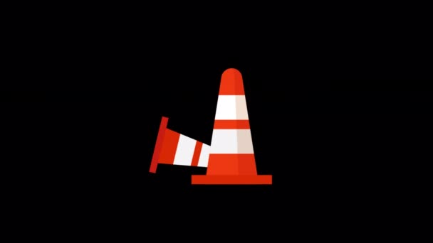 Animated Traffic Cone Sign Icon Created Flat Icon Style Street — Stok video