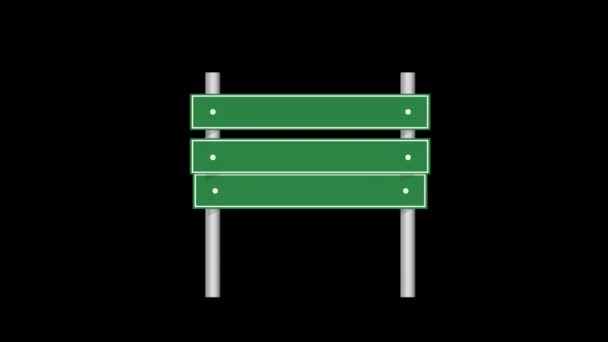 Animated Green Blank Board Icon Створений Пласкому Стилі Ікони Вулиця — стокове відео