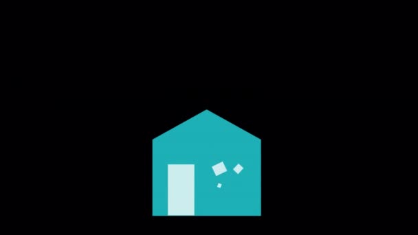 Animowane Ikony Ubezpieczenia Domu Domu Zaprojektowane Stylu Płaskiej Ikony Koncepcja — Wideo stockowe