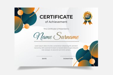 Zarif gradyan sertifika tasarım şablonu. Çalışanların şirkete değer biçmesi için uygun.