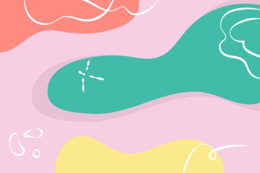 Soyut arkaplan. Sıvı şekilli renkli düz çizimler. Duvar kağıdı, poster, kapak ve içerik sosyal medya için uygundur