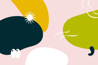 Soyut arkaplan. Sıvı şekilli renkli düz çizimler. Duvar kağıdı, poster, kapak ve içerik sosyal medya, ambalaj için elverişli