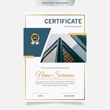 Certificate of employee appreciation template. Modern graphic with gold badge. Perfect for your company's employee appreciation awards clipart